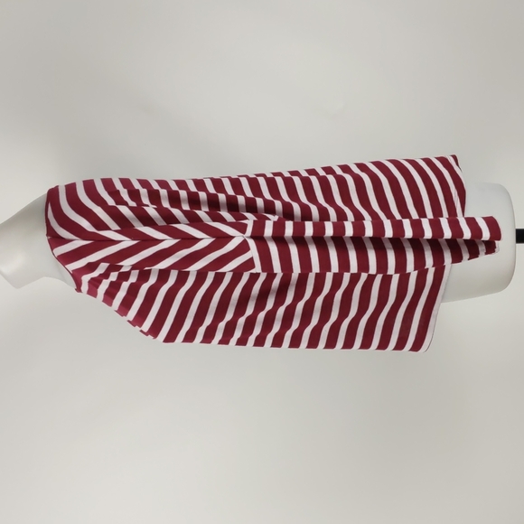 Dannii Minogue Top Size 14P White Red Stripe Long Sleeve Back Slit Hi-Low Hem - Picture 6 of 14